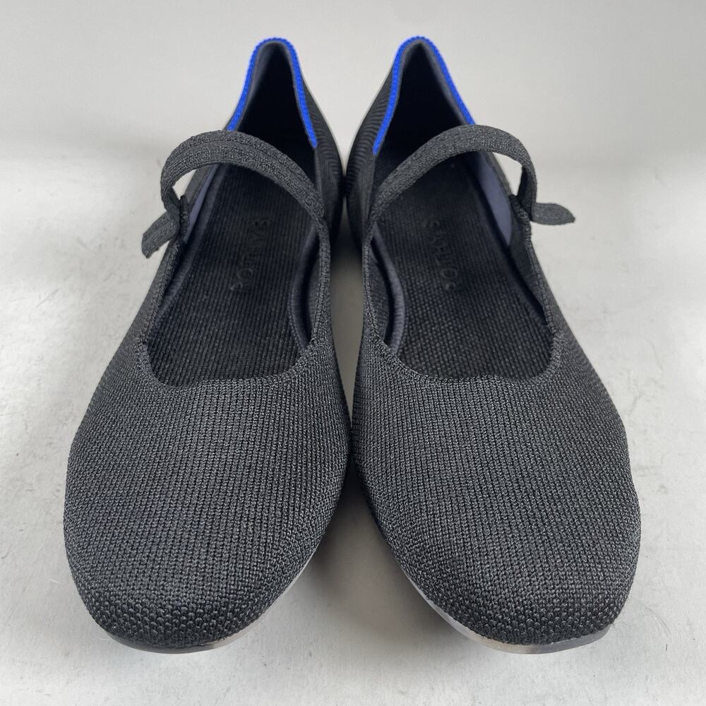 Rothy's Black Knit Mary Jane Flats with Blue Trim - Picture 2 of 9